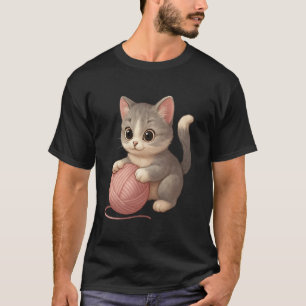 Cute Cat playing with Wool Ball Adorable Playful G T-Shirt