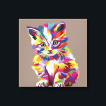 Cute Cat Pop Art Canvas Print<br><div class="desc">Elegant Canvas designed with a beautiful Cat Pop Art image . The Canvas Size is 12" x 12" and it's Frame Thickness is 1.5" . You can fix it in your home as you want : Fixing it in your home entry or your living-room wall or in you bedroom wall...</div>