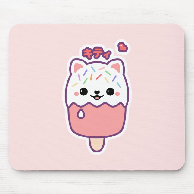 Cute Cat Popsicle Mouse Pad (Front)