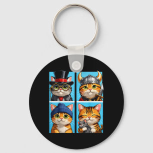 Cute Cat Portrait Pop Art Cats Cute Colour Block Keychain
