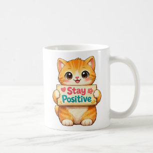 Cute Cat Positive Vibes Illustration Coffee Mug