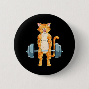 Cute Cat Powerlifting Weightlifting Deadlifting 2 Inch Round Button