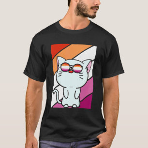 Cute Cat Pride Lesbian Flag LGBTQ Proud Ally Pride T-Shirt