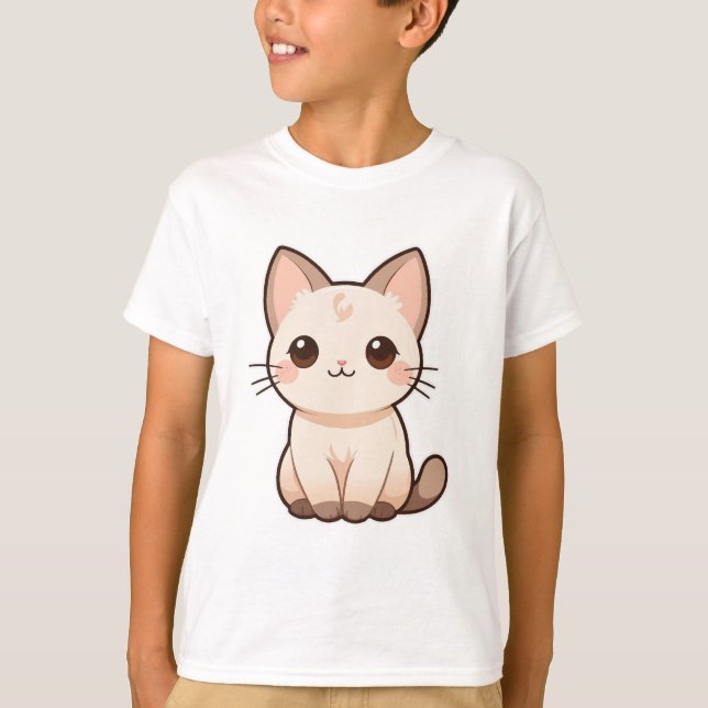 Cute Cat Print T-Shirt for Cat Lovers (Front)