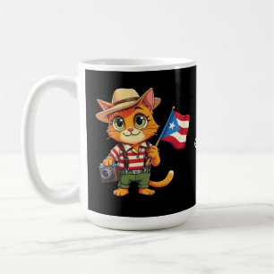 Cute Cat Puerto Rican Flag Boricua Hispanic Coffee Mug