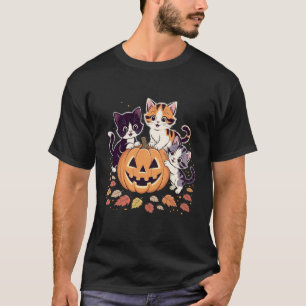 Cute Cat Pumpkin Halloween Spooky Season Vintage M T-Shirt
