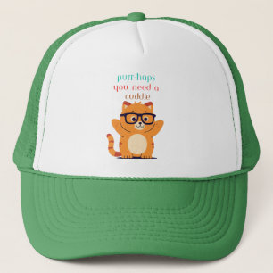Cute Cat "Purr-haps You Need a Cuddle" Trucker Hat