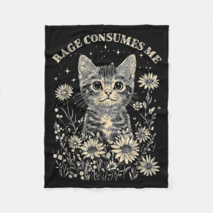 Cute Cat Rage Consumes Funny Sarcastic Kitten Fleece Blanket