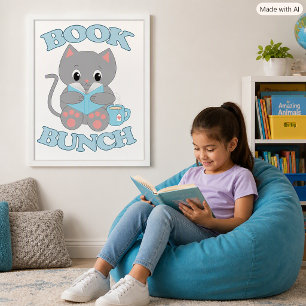 Cute Cat Reading a Book for Cat Lovers Poster