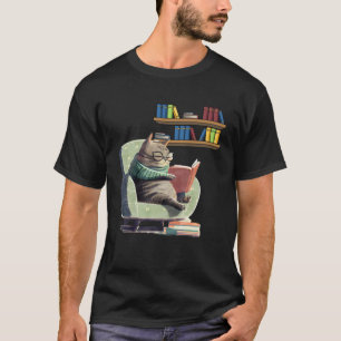 Cute Cat Reading Book Bookworms Cat Reading 2 T-Shirt