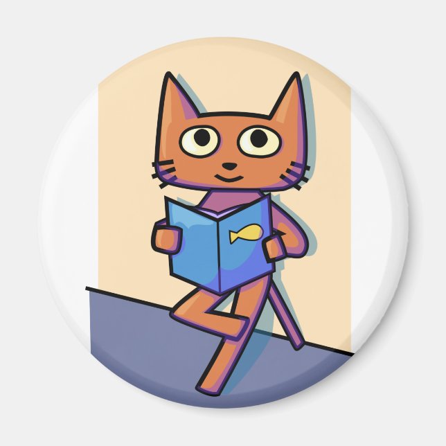 Cute Cat Reading Book Magnet (Front)