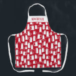 Cute Cat Red and White Personalized Apron<br><div class="desc">Fun little white kitty cats on a festive red background.  Purrfect for animal lovers. Change the name to customize.</div>