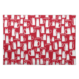 Cute Cat Red and White Placemat
