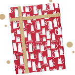 Cute Cat Red and White Wrapping Paper<br><div class="desc">Fun little white kitty cats on a festive red background.  Purrfect for animal lovers.</div>