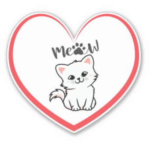 Cute Cat Red Hart