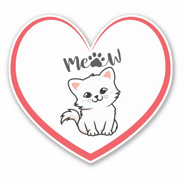 Cute Cat Red Hart (Front)