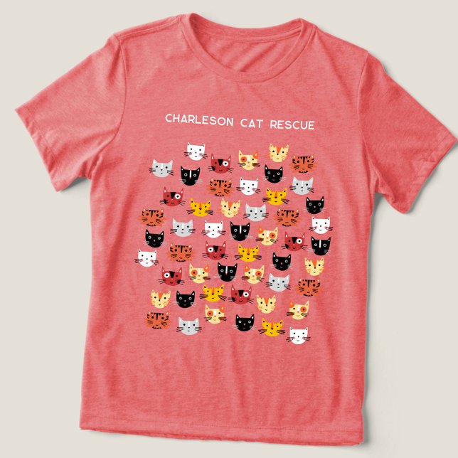 Cute Cat Rescue Personalized Tri-Blend Shirt (Fun kitty cat rescue custom text triblend t-shirt)