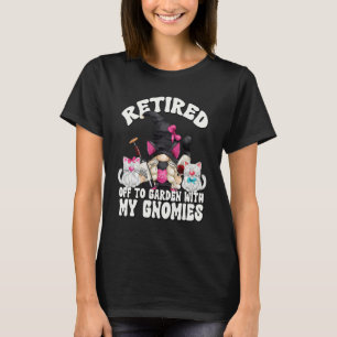 Cute Cat Retired Mom Gnome For Cat Grandma Wine Re T-Shirt