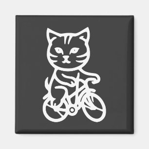 Cute cat riding a bicycle magnet