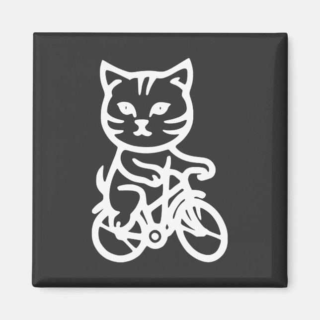 Cute cat riding a bicycle magnet (Front)