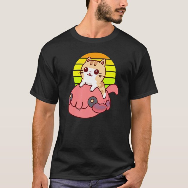Cute Cat riding a Blobfish T-Shirt (Front)