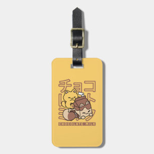 Cute Cat Riding Chocolate Milk Carton Kawaii Art Luggage Tag