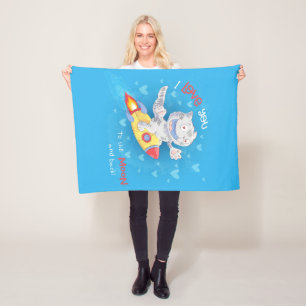 Cute Cat Rocket Blanket Cat Moon And Back