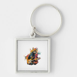 cute cat rocks tar design keychain