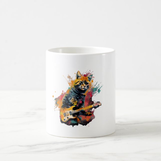 cute cat rocks tar design  magic mug (Center)