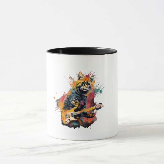 cute cat rocks tar design  mug (Center)