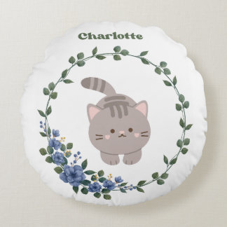 Cute cat round pillow