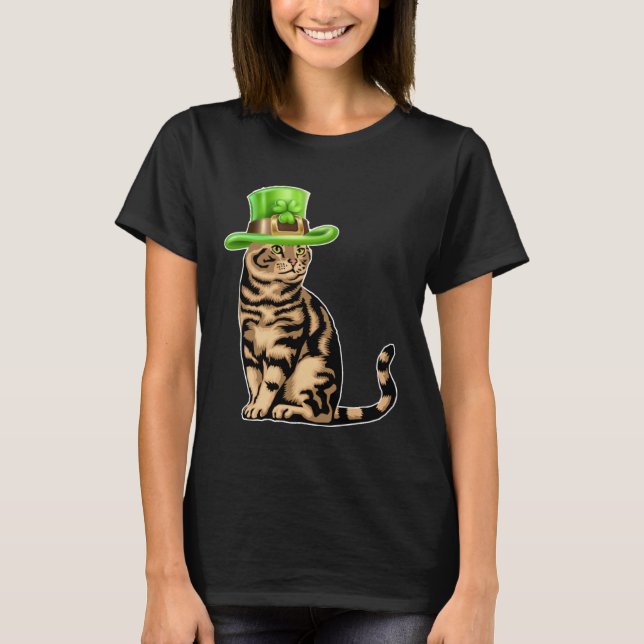 Cute Cat Saint Patrick Day  Happy St Kitten Day T-Shirt (Front)