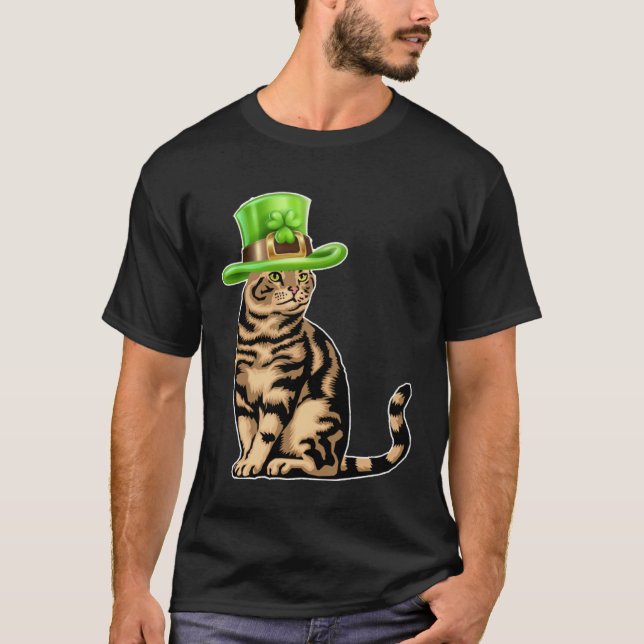 Cute Cat Saint Patrick Day  Happy St Kitten Day T-Shirt (Front)