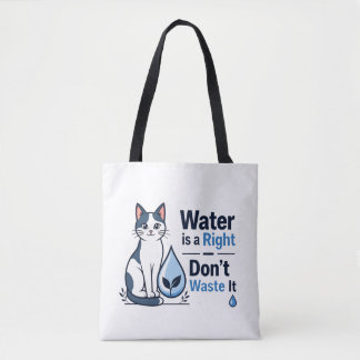 Cute Cat Save Water Eco Friendly Canvas Tote Bag