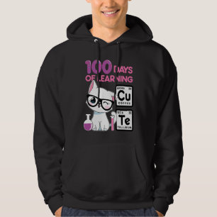 Cute cat scientist 100 school days girls hoodie