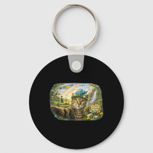 Cute Cat Selfie Earth Day Nature Celebration Funny Keychain
