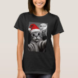 Cute Cat Selfie Santa Hat Christmas Moon Scene T-Shirt<br><div class="desc">Cute Cat Selfie Santa Hat Christmas Moon Scene</div>