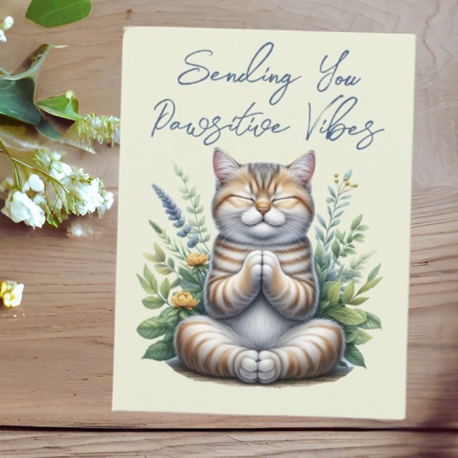 Cute Cat Sending Positive Vibes Encouragement  Postcard (Creator Uploaded)