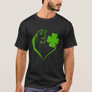 Cute Cat Shamrock Irish St Patricks Day Kitty T-Shirt