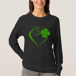 Cute Cat Shamrock Irish St Patricks Day Kitty T-Shirt