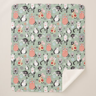 Cute Cat Sherpa Fleece Blanket