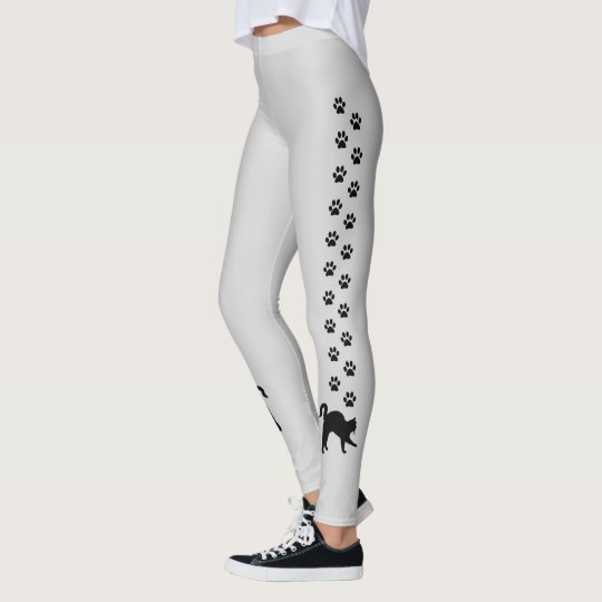 Cute Cat Silhouette and Paws Leggings