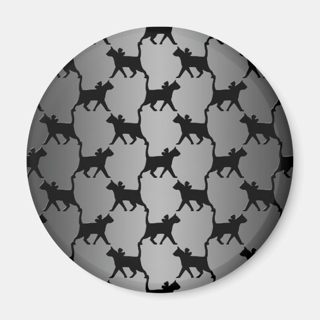 Cute Cat Silhouette Pattern Magnet (Front)