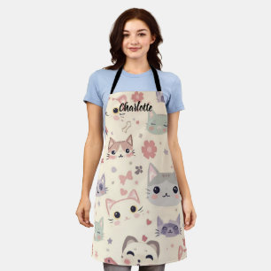 Cute Cat simple pet kitten Pattern Party Apron