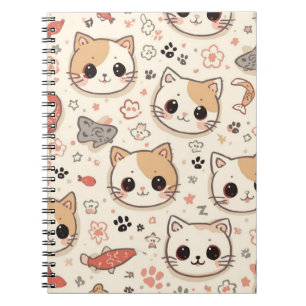 Cute Cat simple pet kitten Pattern Party Notebook