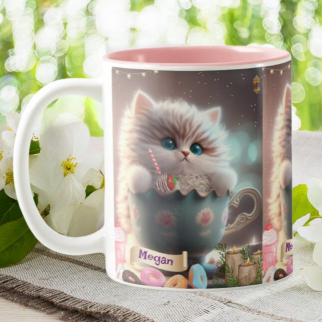 Cute Cat sitting in a Cup Personalized Mug (Creator Uploaded)