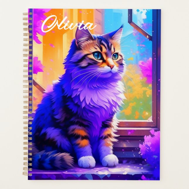 Cute Cat Sitting in Window Ai Art Planner (Front)