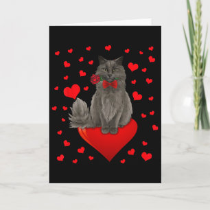 Cute Cat Sitting On Big Heart Card
