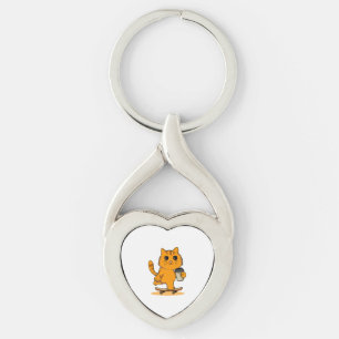 Cute Cat Skateboarding Keychain