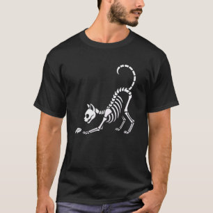 Cute Cat Skeleton Fish Halloween Mom Dad Kids T-Shirt